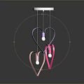 Stylish Heart Shaped Lighting Combination With Purple Pink Pendants And Modern Design