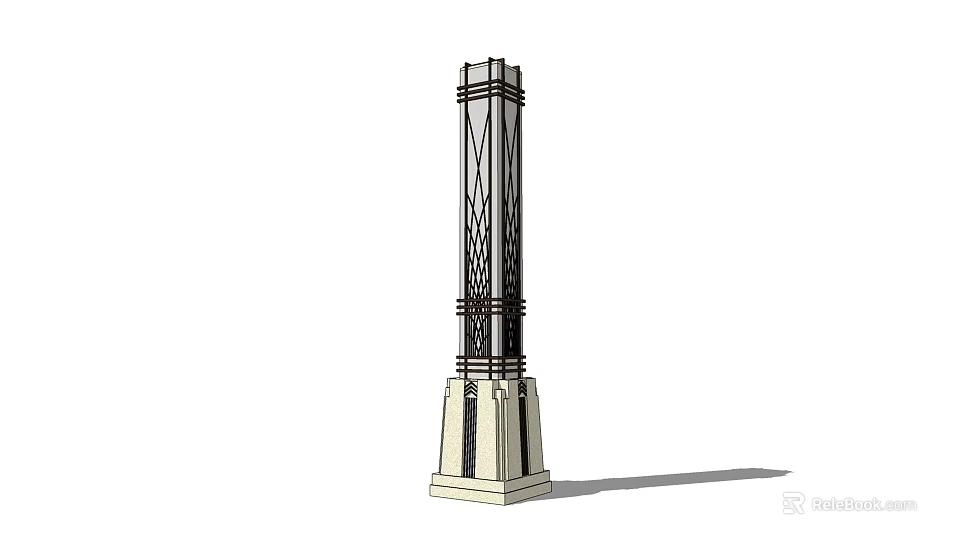Classical Outdoor Post Light With Decorative Black Accents And Light Colored Base 3d model
