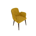 Yellow Accent Chair With Woven Detailing And Dark Wooden Legs Design