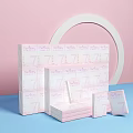 HerGlory 7 Day Sanitary Pads With Pink White Packaging On Geometric Display Stand