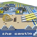 Fun Outdoor Children's Play Area With Slides Sandpit And Castle Structures 3d model