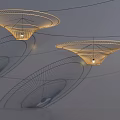 Modern Geometric Chandeliers With Wireframe Design And Shadow Projection On Wall 3d model