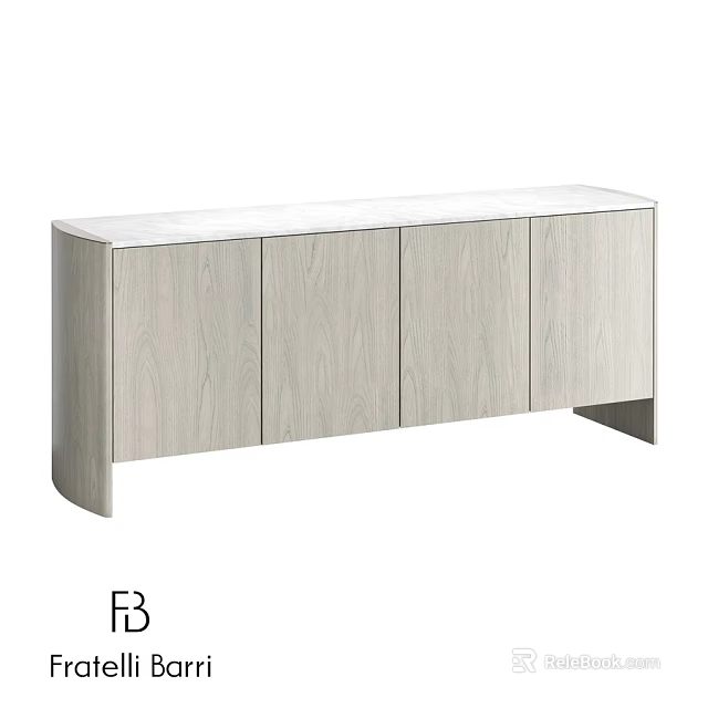 Modern Wooden Sideboard With Simple Design And Cabinet Doors For Living Room 3d model 