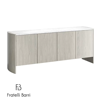 Modern Wooden Sideboard With Simple Design And Cabinet Doors For Living Room 3d model