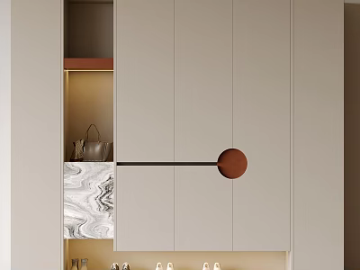 Modern Entryway Cabinet And Side Cabinet With Marble Top Warm Lighting And Sleek Design 3d model