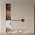 Modern Entryway Cabinet And Side Cabinet With Marble Top Warm Lighting And Sleek Design