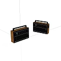 Two Vintage Retro Radios With Wooden Case Black Front And Handle