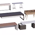 Various Modern Desks With Different Designs Shapes And Functional Features 3d model
