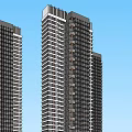 Modern Residential High Rise Buildings With Trees And Blue Sky Background