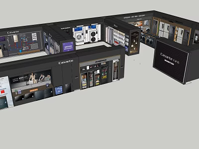 Modern Commercial Equipment Showcase With Various Display Cabinets And Retail Setup 3d model