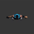 3D Character In Blue Vest And Shorts With Black Wristbands Standing On Gray Background