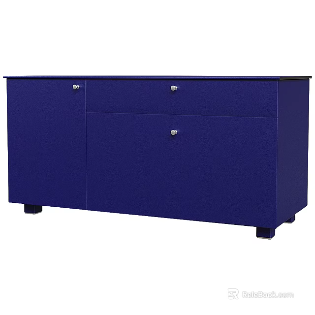 Blue Modern Entryway Side Cabinet With Drawers Doors And Sleek Design 3d model 