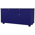 Blue Modern Entryway Side Cabinet With Drawers Doors And Sleek Design
