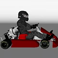 Two Racers Driving Go Karts With Helmets On Racing Track Surface