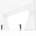Blue Glowing Archway With Children Raising Hands And White Decorative Lines