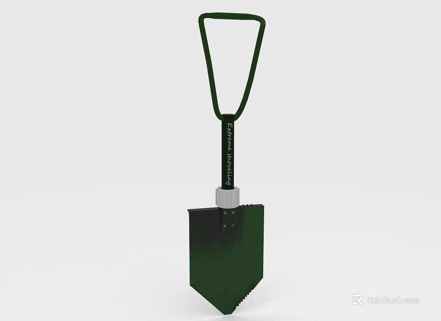 Green Garden Shovel With Ergonomic Handle And Metal Blade Design 3d model 