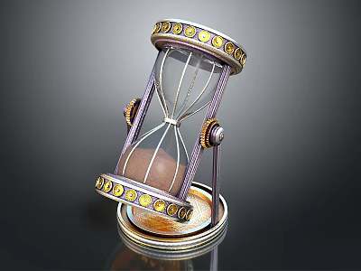 Elegant Decorative Hourglass Ornament With Gold Accents Metal Frame And Transparent Glass Base 3d model