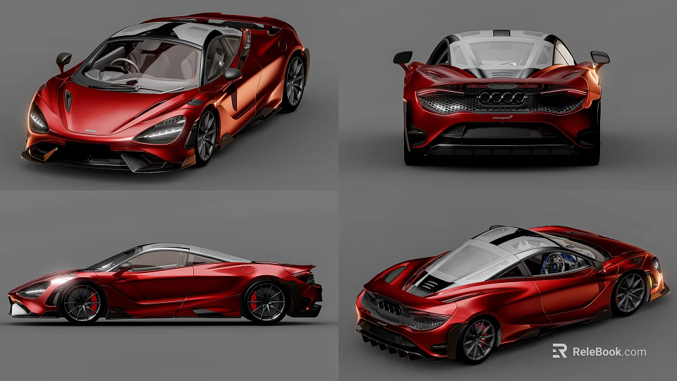Red Sports Car Exterior Design With Multiple Angles View Sleek Body And Alloy Wheels 3d model 