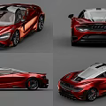 Red Sports Car Exterior Design With Multiple Angles View Sleek Body And Alloy Wheels