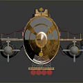 Yellow Mechanical Vehicle 3D Model With Transparent Cockpit Red Details And Metal Ladder