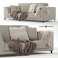 Light Gray Fabric Sofa Set With Decorative Pillows And Furry Throws