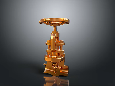 Golden Mechanical Structure With Multi Layered Gears And Reflective Base 3d model
