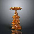 Golden Mechanical Structure With Multi Layered Gears And Reflective Base 3d model