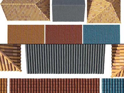 Colorful Architectural Roof Tiles With Various Textures And Geometric Patterns 3d model