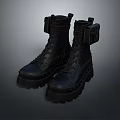 Durable Black Leather Boots With Thick Soles Lace Up Design For Daily Wear