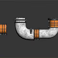 White Curved Pipe With Black Connecting Fittings And Orange Stripes