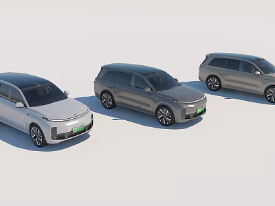 Three Modern Electric Vehicles With Sleek Design And Spacious Interiors 3d model