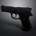Modern Black Pistol Detailed Firearm Design On Isolated Gray Background
