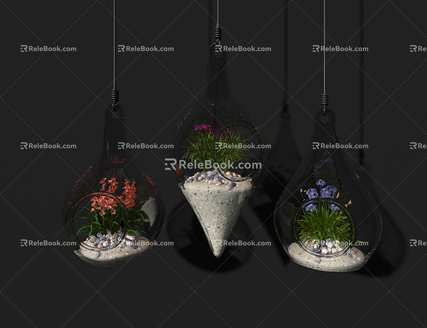 glass bottle floral flower 3d model