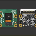 Raspberry Pi Camera Module And Black Circuit Board With Electronic Components And Mounting Holes