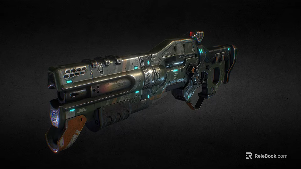 Futuristic Sci Fi Weapon With Intricate Metallic Design And Glowing Blue Green Elements 3d model 