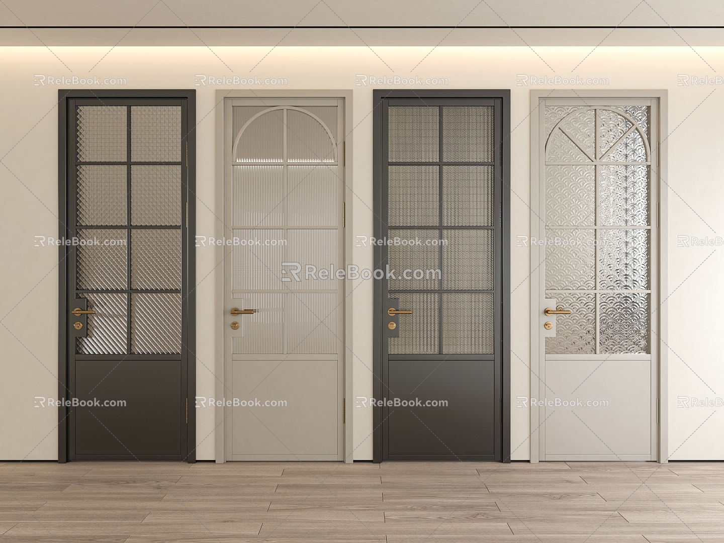 Single-door glass door 3d model