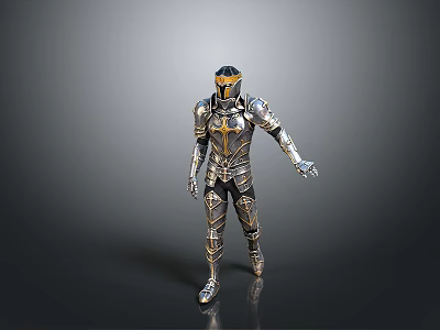 A Man In Intricate Metallic Armor With Decorative Design And Detail Elements 3d model