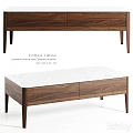 Modern Coffee Table With Carpenters Walnut Frame And Corian Marble Top 3d model