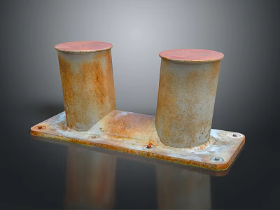 Industrial Equipment With Two Rusted Cylindrical Structures Mounted On Metal Base 3d model