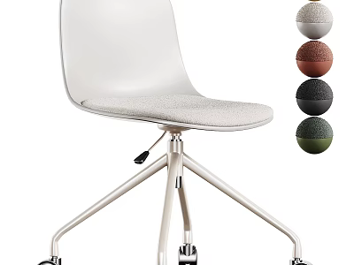 Modern White Office Chair With Wheeled Base And Colorful Decorative Balls 3d model