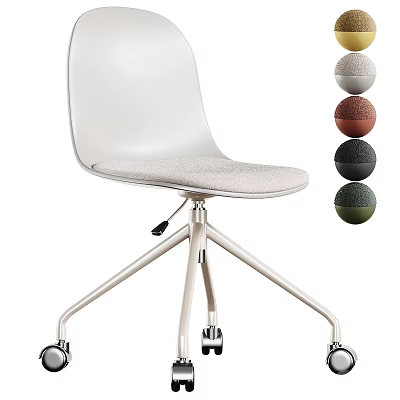 Modern White Office Chair With Wheeled Base And Colorful Decorative Balls 3d model
