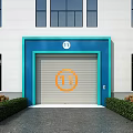 Industrial Factory Building Intelligent Manufacturing Workshop With Blue Entrance Windows And Paved Ground