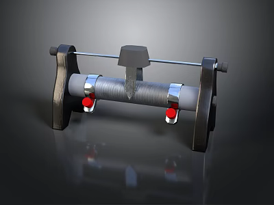 Industrial Mechanical Device With Metal Frame Black Support Stands Cylindrical Body Red Knobs 3d model