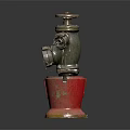 Vintage Metal Fire Hydrant With Red Base And Top Valve Components