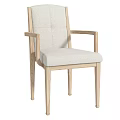 Modern Light Wood Dining Chair With Upholstered Seat Backrest Armrests And Stitching Details