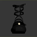 Women's Black Flats With Elegant Lace Up Straps And Pearl Accent Fashionable Design