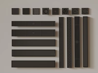 Black Decorative Grilles And Panels With Various Patterns And Different Shapes 3d model