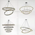 Modern Circular Chandeliers With Multiple Hanging Rings And Contemporary Design 3d model