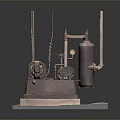 Vintage Mechanical Equipment With Metal Structure Cylindrical Tank Wheels And Base Plate