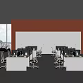 Modern Public Office Space Interior With Open Workstations And Ergonomic Chairs 3d model